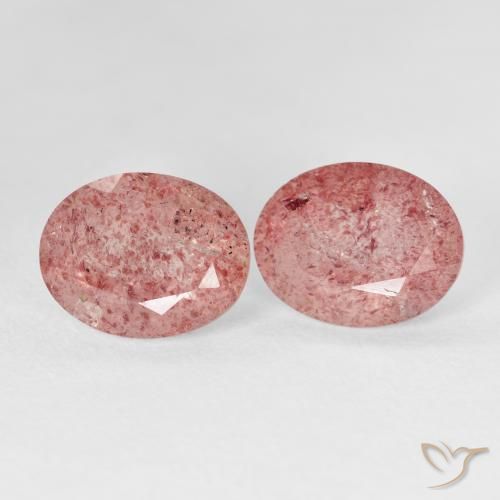 5.15 ctw Pink Strawberry Quartz Stones, Natural Strawberry Quartz in Oval Facet Shape for Sale