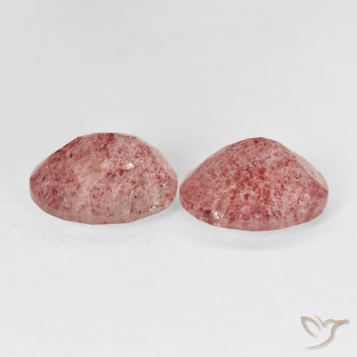 Strawberry Quartz Gemstones in 10 x 8 mm (calibrated) Size for Sale, Strawberry Quartz Stones in Medium Light-Pink Color