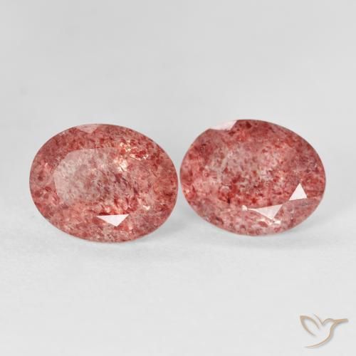 5.10 ctw Pink Strawberry Quartz Stones, Natural Strawberry Quartz in Oval Facet Shape for Sale