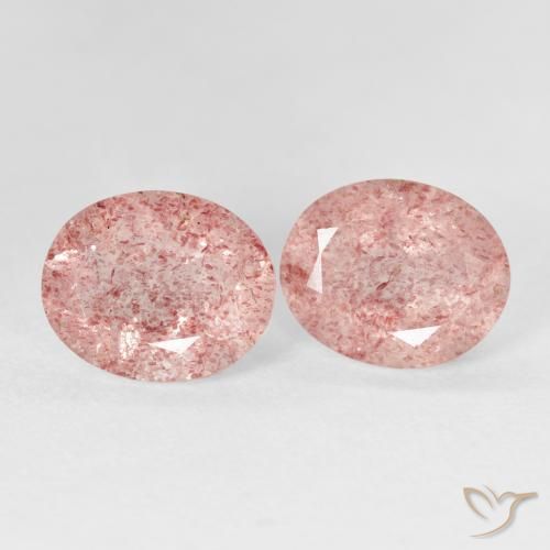 5.40 ctw Pink Strawberry Quartz Stones, Natural Strawberry Quartz in Oval Facet Shape for Sale