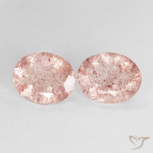 4.37 ctw Pink Strawberry Quartz Stones, Natural Strawberry Quartz in Oval Facet Shape for Sale