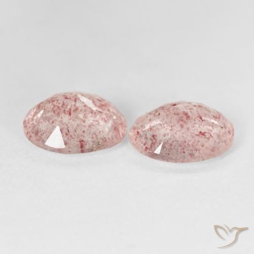 Strawberry Quartz Gemstones in 10 x 8 mm (calibrated) Size for Sale, Strawberry Quartz Stones in Light Pink Color