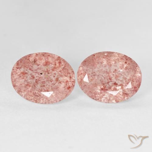 4.76 ctw Pink Strawberry Quartz Stones, Natural Strawberry Quartz in Oval Facet Shape for Sale