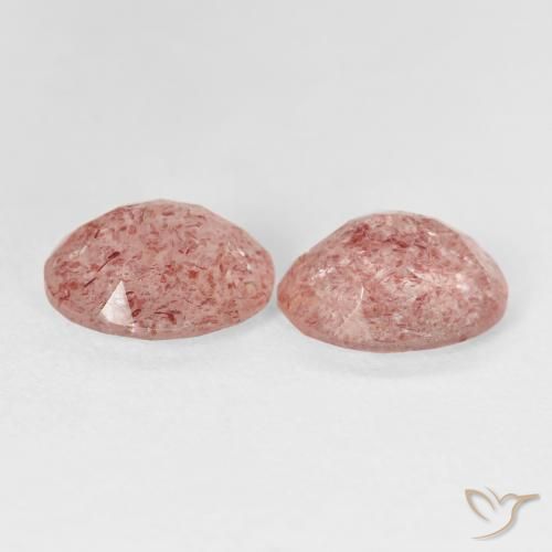 Strawberry Quartz Gemstones in 10 x 8 mm (calibrated) Size for Sale, Strawberry Quartz Stones in Light Rose Pink Color
