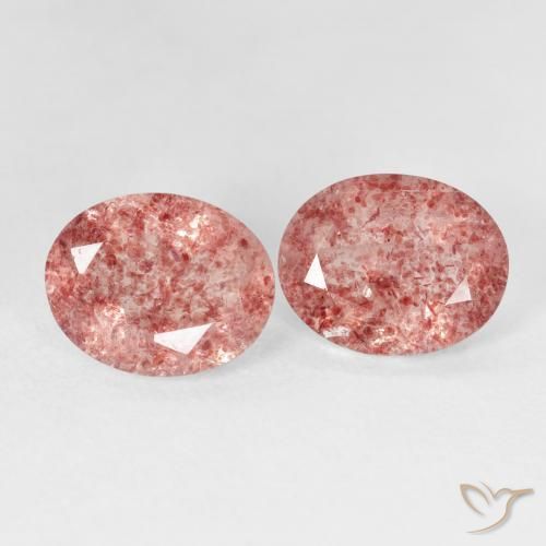 4.46 ctw Pink Strawberry Quartz Stones, Natural Strawberry Quartz in Oval Facet Shape for Sale