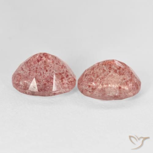Strawberry Quartz Gemstones in 10 x 8 mm (calibrated) Size for Sale, Strawberry Quartz Stones in Medium Pink Color