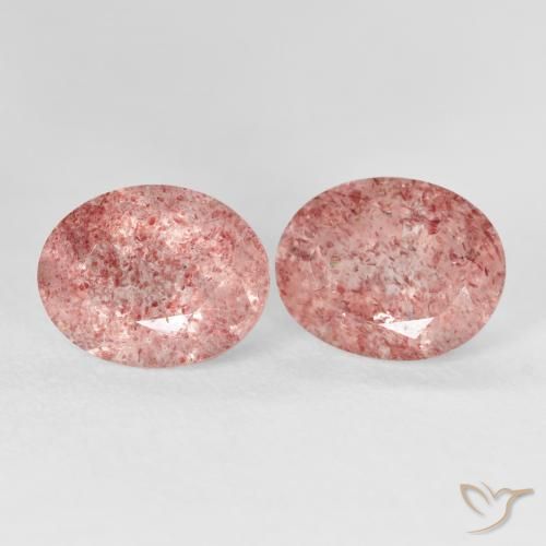 5.71 ctw Pink Strawberry Quartz Stones, Natural Strawberry Quartz in Oval Facet Shape for Sale