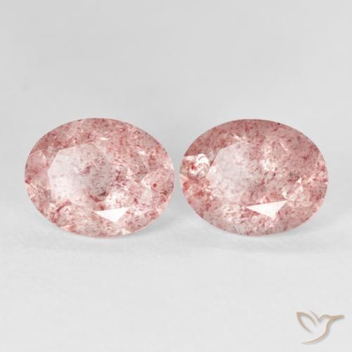 5.22 ctw Pink Strawberry Quartz Stones, Natural Strawberry Quartz in Oval Facet Shape for Sale