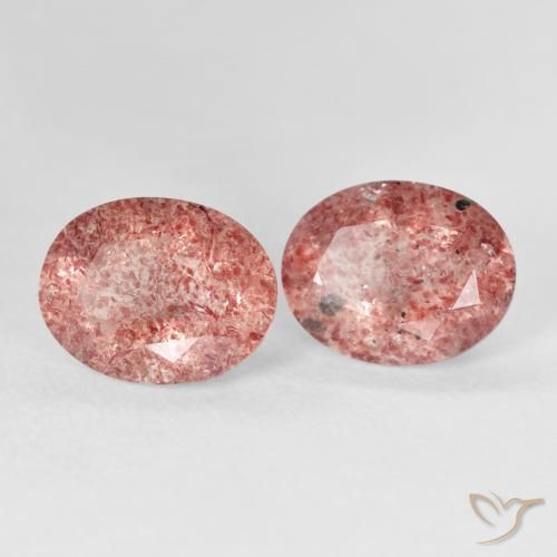 5.17 ctw Pink Strawberry Quartz Stones, Natural Strawberry Quartz in Oval Facet Shape for Sale
