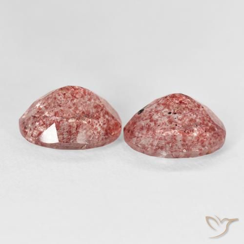 Strawberry Quartz Gemstones in 10 x 8 mm (calibrated) Size for Sale, Strawberry Quartz Stones in Medium Pink Color