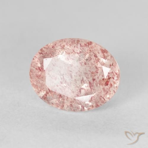 3.06 ct Pink Strawberry Quartz Stone, Natural Strawberry Quartz in Oval Facet Shape for Sale