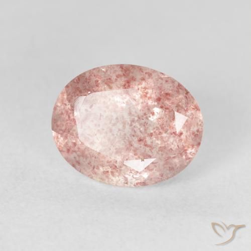 2.53 ct Pink Strawberry Quartz Stone, Natural Strawberry Quartz in Oval Facet Shape for Sale