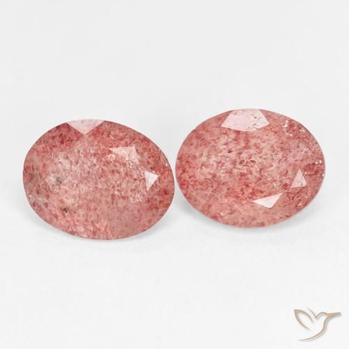 4.29 ctw Pink Strawberry Quartz Stones, Natural Strawberry Quartz in Oval Facet Shape for Sale