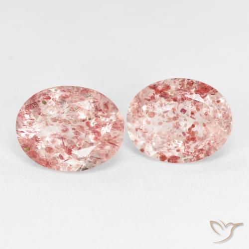 5.24 ctw Pink Strawberry Quartz Stones, Natural Strawberry Quartz in Oval Facet Shape for Sale