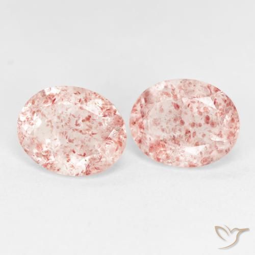 5.18 ctw Pink Strawberry Quartz Stones, Natural Strawberry Quartz in Oval Facet Shape for Sale