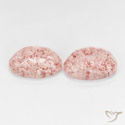 Strawberry Quartz Gemstones in 10 x 8 mm (calibrated) Size for Sale, Strawberry Quartz Stones in Orange Pink Color