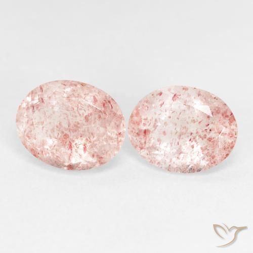 4.94 ctw Pink Strawberry Quartz Stones, Natural Strawberry Quartz in Oval Facet Shape for Sale