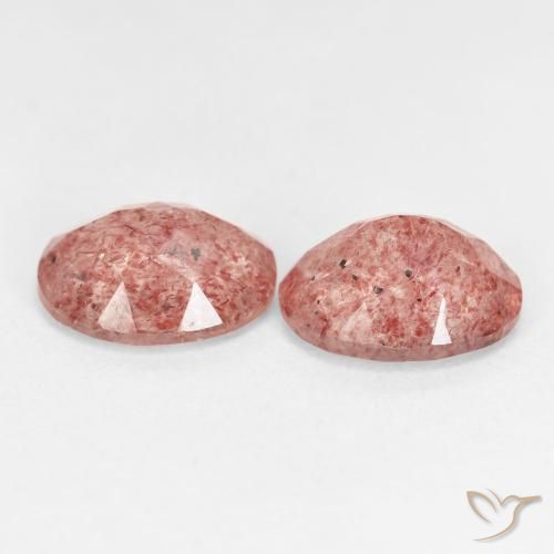 Strawberry Quartz Gemstones in 10 x 8 mm (calibrated) Size for Sale, Strawberry Quartz Stones in Medium Pink Color