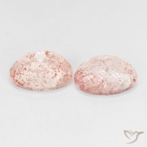 Strawberry Quartz Gemstones in 10 x 8 mm (calibrated) Size for Sale, Strawberry Quartz Stones in Light Pink Color