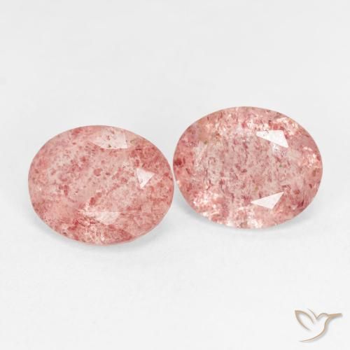 4.21 ctw Pink Strawberry Quartz Stones, Natural Strawberry Quartz in Oval Facet Shape for Sale