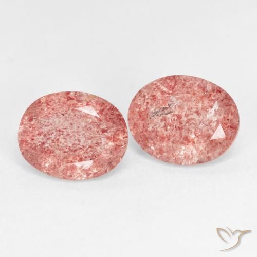 4.82 ctw Pink Strawberry Quartz Stones, Natural Strawberry Quartz in Oval Facet Shape for Sale