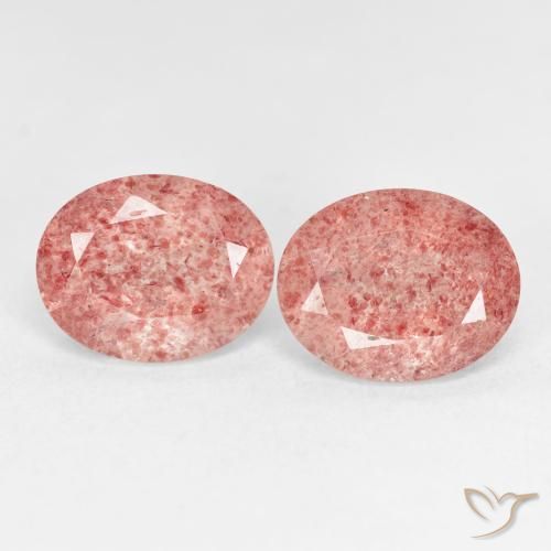 5.23ctw Natural Orange Pink Strawberry Quartz, Oval, Transparent