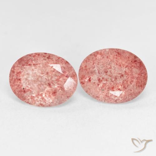 5.23 ctw Pink Strawberry Quartz Stones, Natural Strawberry Quartz in Oval Facet Shape for Sale