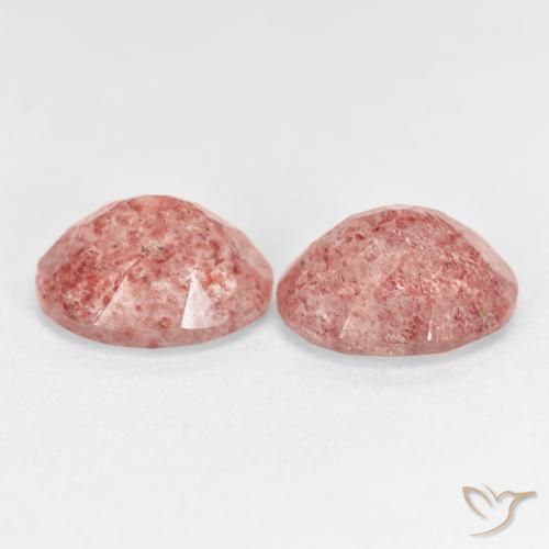 Strawberry Quartz Gemstones in 10 x 8 mm (calibrated) Size for Sale, Strawberry Quartz Stones in Orange Pink Color