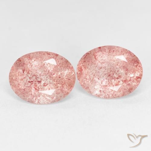 4.88 ctw Pink Strawberry Quartz Stones, Natural Strawberry Quartz in Oval Facet Shape for Sale
