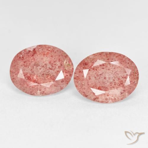 4.91ctw Natural Orange Pink Strawberry Quartz, Oval, Transparent