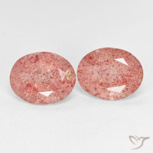 4.91 ctw Pink Strawberry Quartz Stones, Natural Strawberry Quartz in Oval Facet Shape for Sale