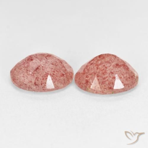 Strawberry Quartz Gemstones in 10 x 8 mm (calibrated) Size for Sale, Strawberry Quartz Stones in Orange Pink Color