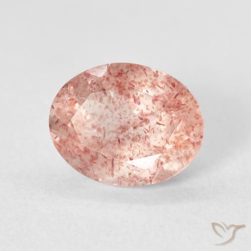 2.61 ct Pink Strawberry Quartz Stone, Natural Strawberry Quartz in Oval Facet Shape for Sale