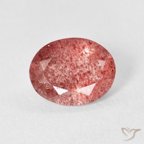 2.20ct Natural Reddish Pink Strawberry Quartz, Oval, Transparent