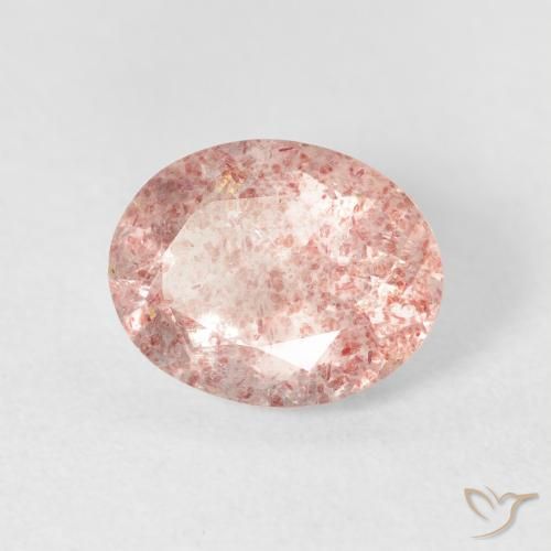 2.31 ct Pink Strawberry Quartz Stone, Natural Strawberry Quartz in Oval Facet Shape for Sale