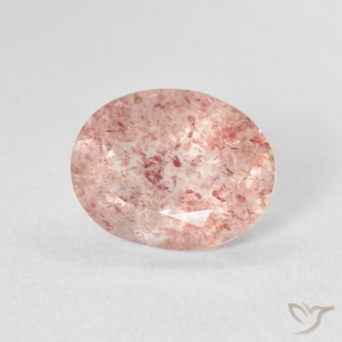 2.51 ct Pink Strawberry Quartz Stone, Natural Strawberry Quartz in Oval Facet Shape for Sale