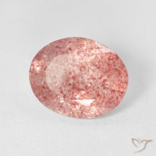 2.88 ct Pink Strawberry Quartz Stone, Natural Strawberry Quartz in Oval Facet Shape for Sale