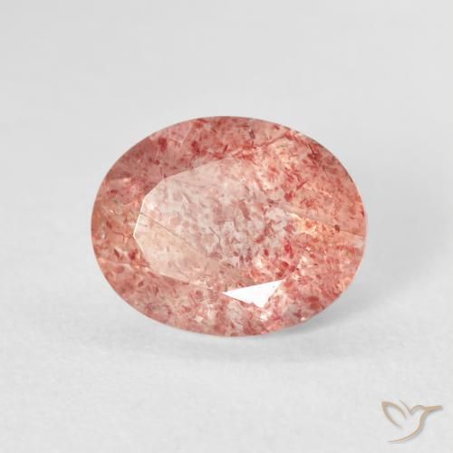 2.44 ct Pink Strawberry Quartz Stone, Natural Strawberry Quartz in Oval Facet Shape for Sale
