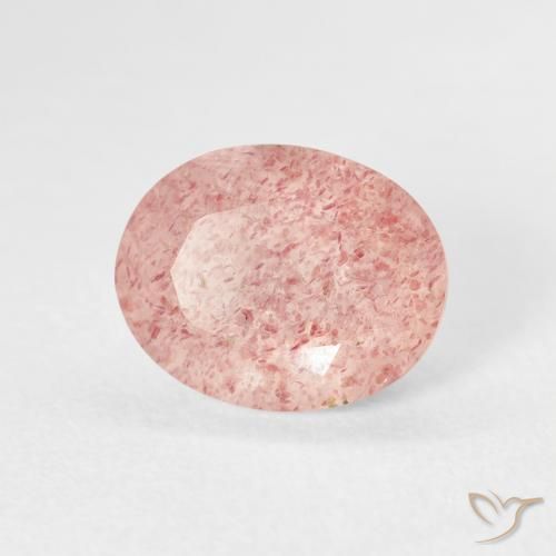 2.66 ct Pink Strawberry Quartz Stone, Natural Strawberry Quartz in Oval Facet Shape for Sale