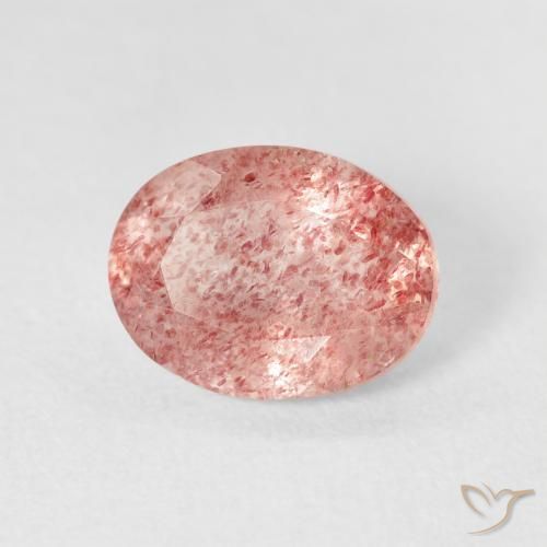 2.44 ct Pink Strawberry Quartz Stone, Natural Strawberry Quartz in Oval Facet Shape for Sale
