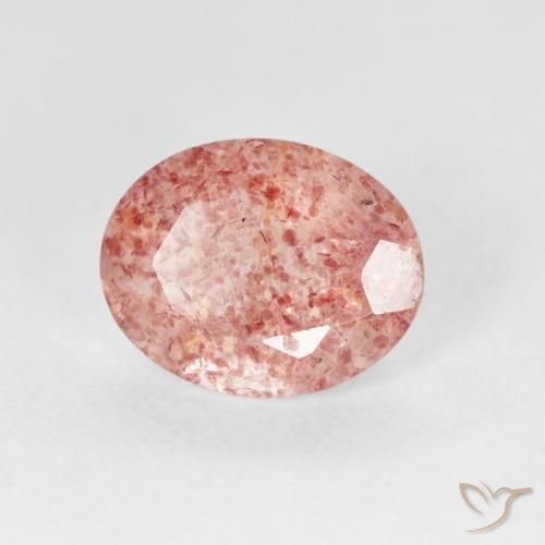 2.29 ct Pink Strawberry Quartz Stone, Natural Strawberry Quartz in Oval Facet Shape for Sale