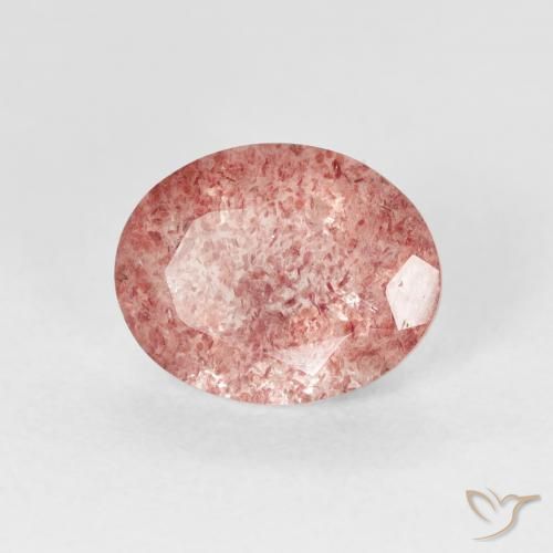 2.28 ct Pink Strawberry Quartz Stone, Natural Strawberry Quartz in Oval Facet Shape for Sale
