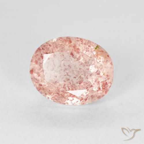 2.76 ct Pink Strawberry Quartz Stone, Natural Strawberry Quartz in Oval Facet Shape for Sale