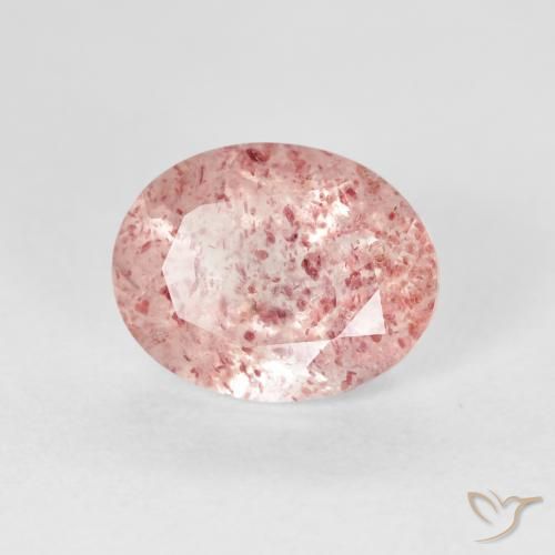 2.52 ct Pink Strawberry Quartz Stone, Natural Strawberry Quartz in Oval Facet Shape for Sale
