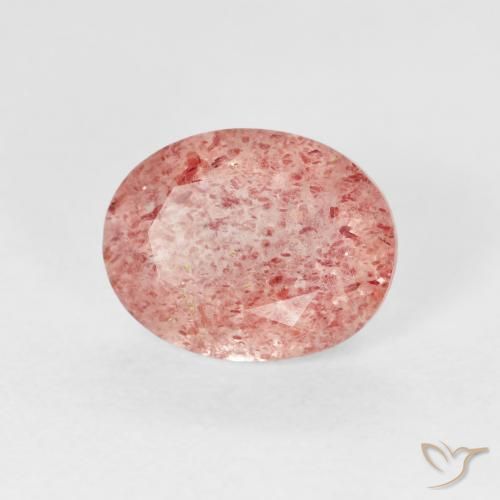 2.45 ct Pink Strawberry Quartz Stone, Natural Strawberry Quartz in Oval Facet Shape for Sale