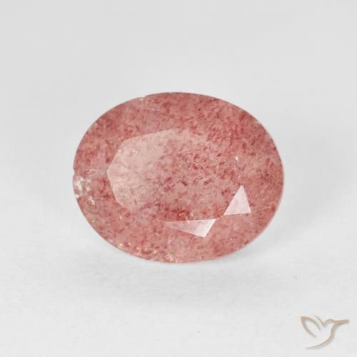 2.39 ct Pink Strawberry Quartz Stone, Natural Strawberry Quartz in Oval Facet Shape for Sale