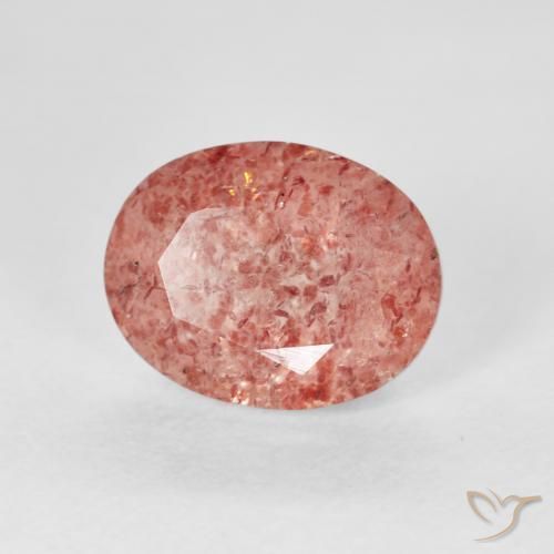 2.98 ct Pink Strawberry Quartz Stone, Natural Strawberry Quartz in Oval Facet Shape for Sale