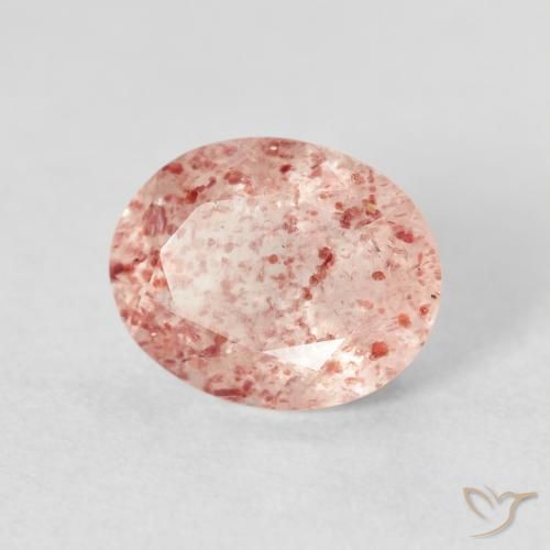 2.83 ct Pink Strawberry Quartz Stone, Natural Strawberry Quartz in Oval Facet Shape for Sale