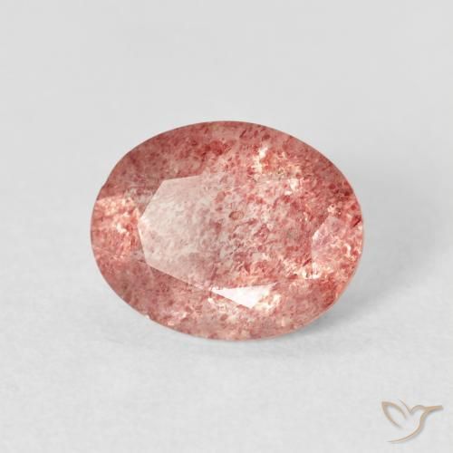 2.30 ct Pink Strawberry Quartz Stone, Natural Strawberry Quartz in Oval Facet Shape for Sale