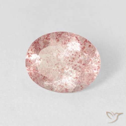 2.10 ct Pink Strawberry Quartz Stone, Natural Strawberry Quartz in Oval Facet Shape for Sale